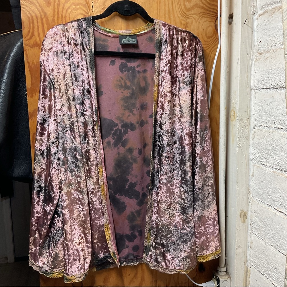 Angie Velvet Tie Dye Pink Kimono